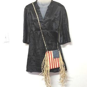 NWOT Blazin Roxx Stars & Stripes Faux Leather Purse with Fringing